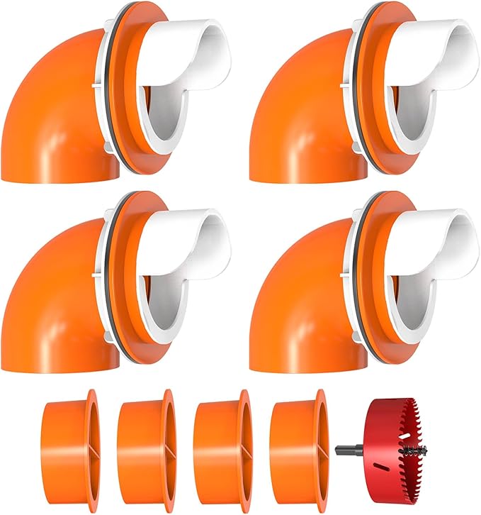 Large Chicken Feeder Port, No Waste Poultry Feeder Kit for Duck (4 Pack with Caps & Hole Saw)