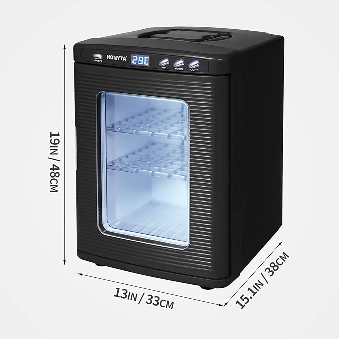 RYFT Incubators for Hatching Eggs, 25L Portable Reptile Scientific Lab Incubator with 5°C-60°C, 12V/110V Heating and Cooling for Small Reptiles (Black)