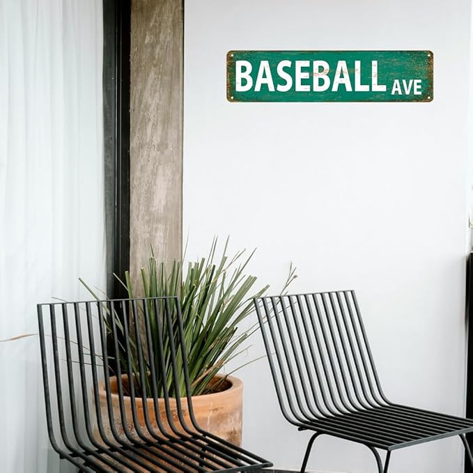Baseball Decor Baseball Ave Signs Vintage Metal Tin Sign Baseball Street Sign Baseball Decor For Boys Room Baseball Ave Theme Party baseball Wall Decorations 4x16 Inches
