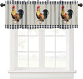 Rooster Kitchen Curtains Watercolor Vintage Rustic Farm Chicken Black White Buffalo Plaid Rod Pocket Curtain Valance for Kitchen Bedroom Living Room Decor 1 Panel W54xL18 Inch