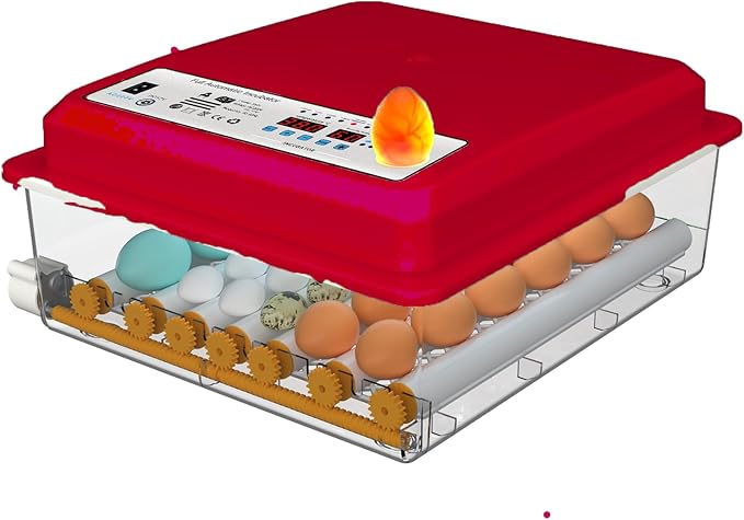 36 Egg Incubator with Auto Turner Humidity Monitor,Incubators for Chicken Duck Goose Pigeon – Digital Temperature Control, Built-in Egg Candler – Ideal for Home Farm Industrial Use (red)