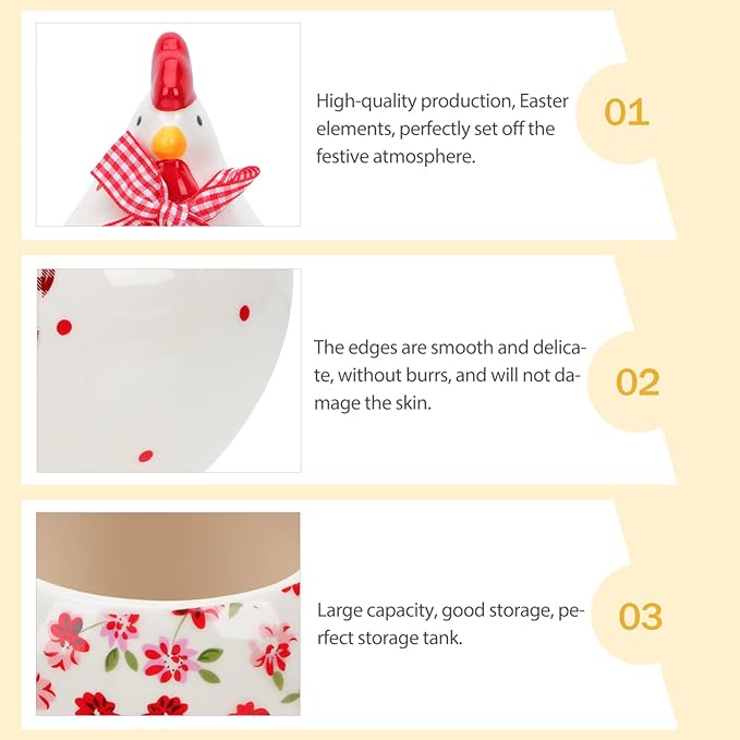 Alipis Chicken Cookie Jar - Red Floral Ceramic Hen Storage Tank - Decorative Farmhouse Candy Canister for Easter, Kitchen Countertop and Spring Decor