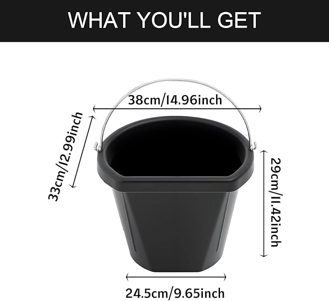 Horse Feed Bucket Water Bowl Multipurpose Storage Bin with Handle Utility Bucket Rubber Feeder for Outdoor Farm Pasture Ranch