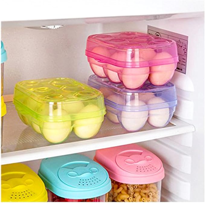 JAMOR 6 Grid Egg Storage Box Refrigerator Crisper Egg Protection Box Portable Egg Carriage Container For Camping Picnic Essential (Blue)