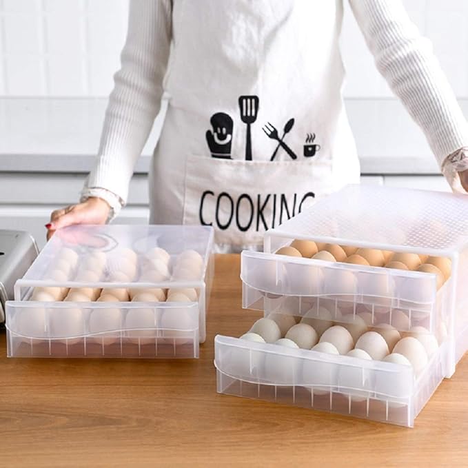 60 Grid Large Capacity Drawer type Egg Holder, Household Egg Fresh Storage Box, Multi-Layer Chicken Egg Storage Container