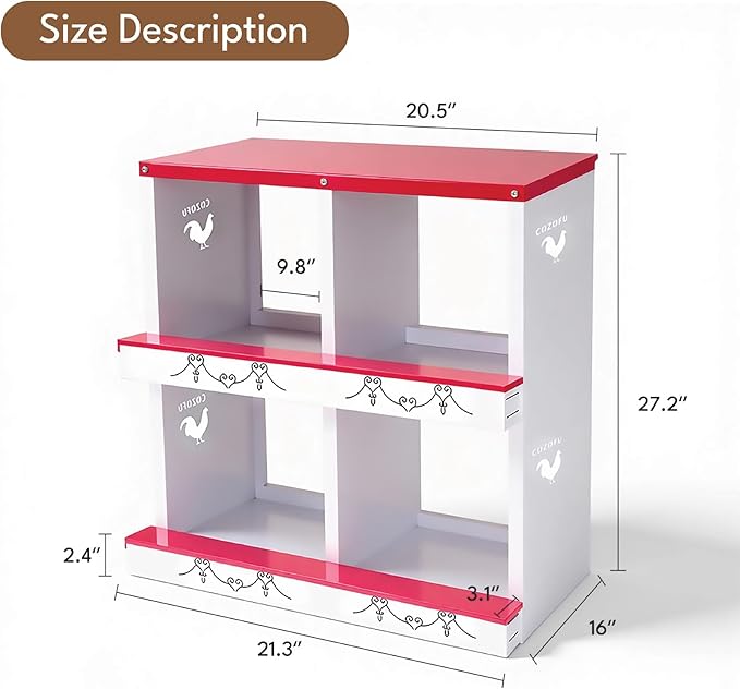 4 Hole Chicken Nesting Box for Laying Hens - Automatic Rollout Egg Collection, Heavy Duty Metal Nesting Boxes with Swing Perch for Chicken Coops, Secure & Easy Clean Poultry Nest Box