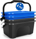 3 Gallon Mop Cleaning Bucket with Handle,4 Pcs Compact Square Plastic Bucket for Window Cleaning,Car Washing, Mopping & Household Cleaning Supplies Organizer Wash Water Bucket for Storage Blue Grey