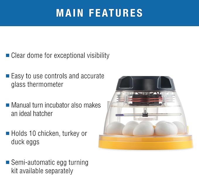 Brinsea Mini II Eco Manual Egg Incubator with External Water Top-Up, Fan Assisted Air Circulation for Hatching 10 Chicken, Duck, or Other Eggs, Ideal for Beginners