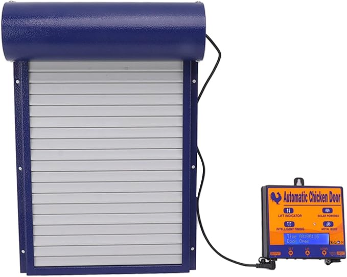 Automatic Chicken Coop Door, Solar Powered 3 in 1 with Timer HD LED Display for Chicken Duck Goose (Blue)