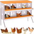 Chicken Nesting Box,10 Holes Galvanized Steel Metal Chicken Laying Box with Automatic Roll-Away Egg Collection System & Removable Tray,Wall Mount Nesting Boxes