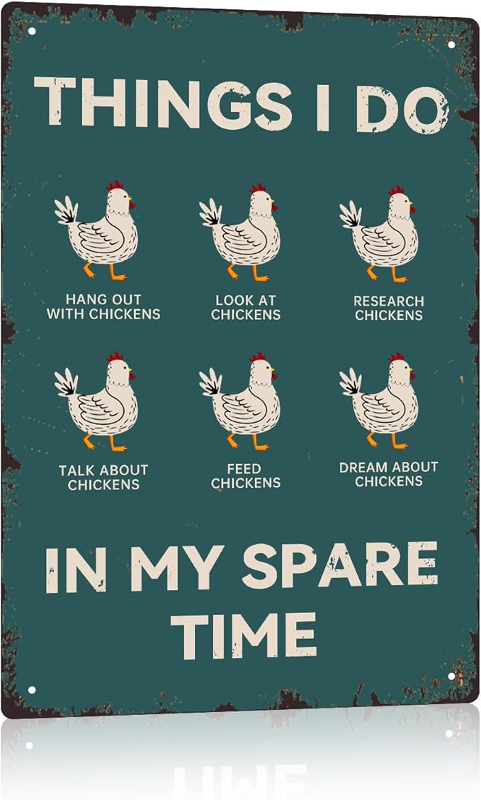 Jakayla Funny Chicken Metal Sign – Vintage Farmhouse Wall Decor, Retro Tin Sign for Home Farm Chicken Coop Farmhouse Kitchen Garden Decor 8x12 Inch