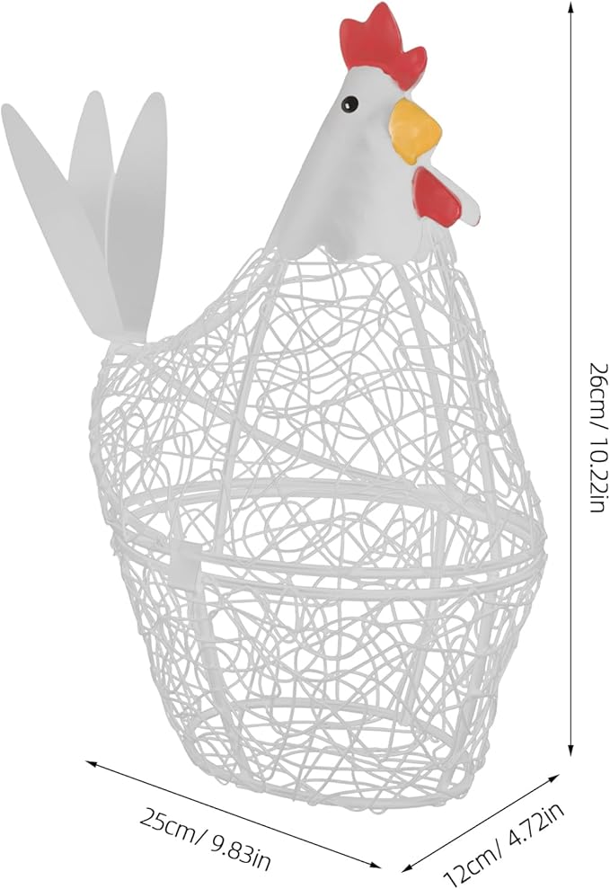ABOOFAN Wire Basket for Eggs Chicken Egg Basket 1/2 Dozen Farm Fresh Egg Holder with Hen Design 4.72X9.84X4.72 Inches Kitchen Storage Organizer for Collecting and Display