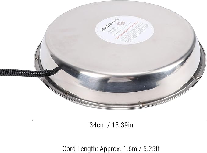 Asixxsix Chicken Waterer Heating Base, 13.39in Heated Poultry Waterer Base with Auto On Off, 48W Water Heater for Metal or Plastic Drinkers, Suitable for Chicken Turkey Goose Duck (Silver)