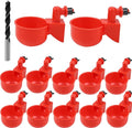 12 Pack Large Automatic Chicken Waterer Cups with Mounting Hole Opener, Plastic Chicken Water Feeder Chicken Water Bowls Poultry Water Feeder Kit for Chicks, Duck, Goose, Turkey and Bunny