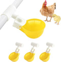 Chicken Water Cups with PVC Tee Fittings for 1/2" Pipe, Automatic Chicken Watering System, Anti-Leak, Holds 50% More Water, Suitable for Chicks, Chicken, Duck, Quail, Birds (Yellow, 4 PVC Cups)