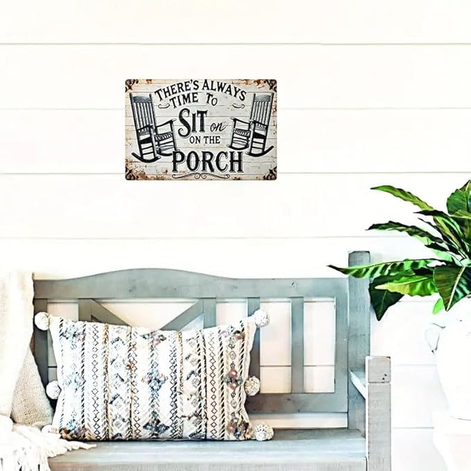 Porch Decor Metal Signs- Outside Decor for Porch Tin Signs Vintage 8x12 Inch