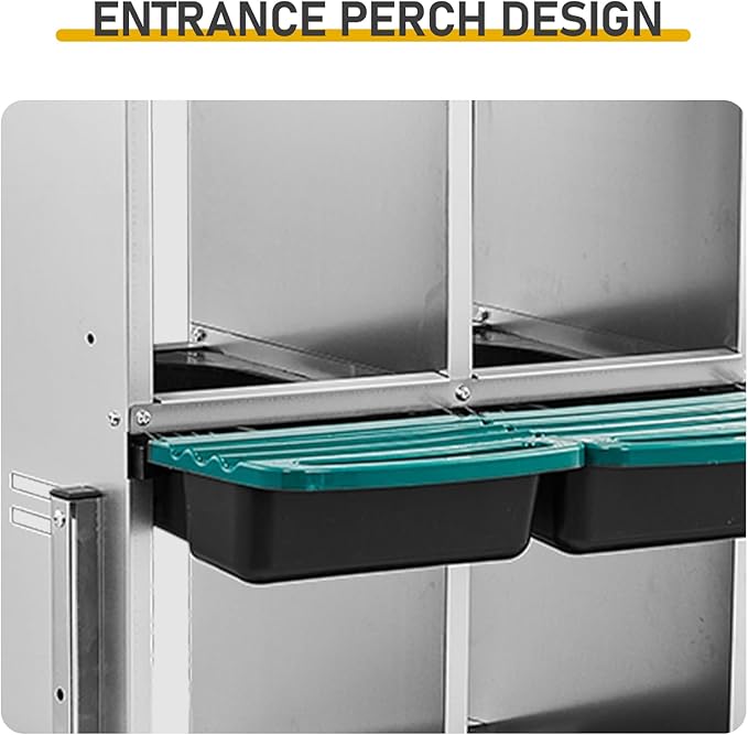 6 Compartment Chicken Nesting Box with Roll Away Egg Design - Wall Mount Hen Laying Box with Pull-Out Trays for Easy Egg Collection, Cleanable & Chicken Coop Accessories, 6 Holes, Green