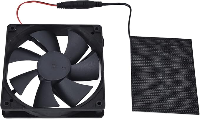 Solar Panel Fan Single Fan, Professional Solar Powered Exhaust Fan Kit Weatherproof Ventilation with Solar Panel Kit for Chicken Coops Greenhouses Sheds Pet Houses 3W 4.7x4.7in Fan