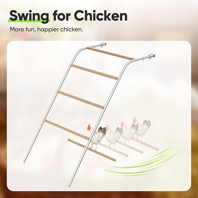 Quictent Metal Chicken Perch for Chicken Coop, Natural Wood Roosting Bar for Walk-in Run, Poultry Climbing Ladder Activity Gym Toy (Vertical Perch)