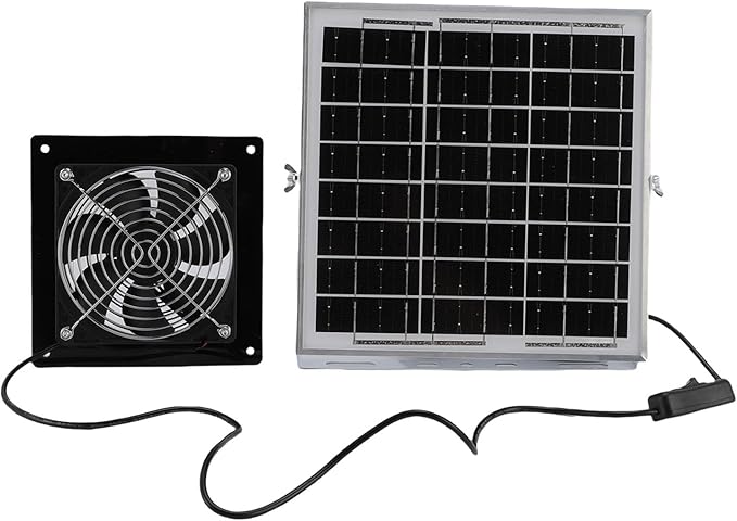 8W Solar Powered Exhaust Fan, IP67 High Speed Ventilation Fan with 8W Solar Panel, for Chicken Coop Greenhouse Shed Pet House Window Ventilation