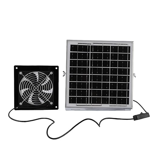 8W Solar Powered Exhaust Fan, IP67 High Speed Ventilation Fan with 8W Solar Panel, for Chicken Coop Greenhouse Shed Pet House Window Ventilation