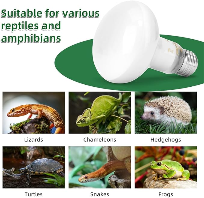 Reptile Heat Lamp 100W Amphibians Basking Light Bulb UVA Heat Lamp Bulbs Daylight Basking Spot Light for Lizards Bearded Dragon Turtles Snakes Chickens Pet Brooder (2 Pack)