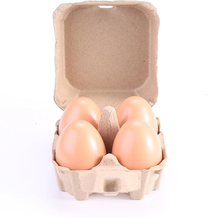 100 Pack Egg Cartons Bulk Pulp 2x2, 4 Cell Containers Vintage Easter, 1/3 Dozen Sturdy Natural Paper Holder Box for Storage Fresh Chicken Huevo