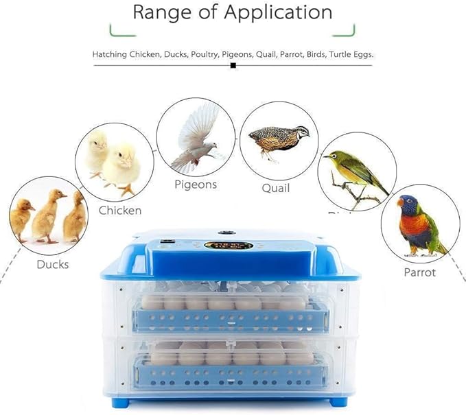 Egg Incubator Automatic Temperature Humidity Control 128 Digital Poultry Hatcher Chicken Ducks Goose Birds Water Injection Pipe,