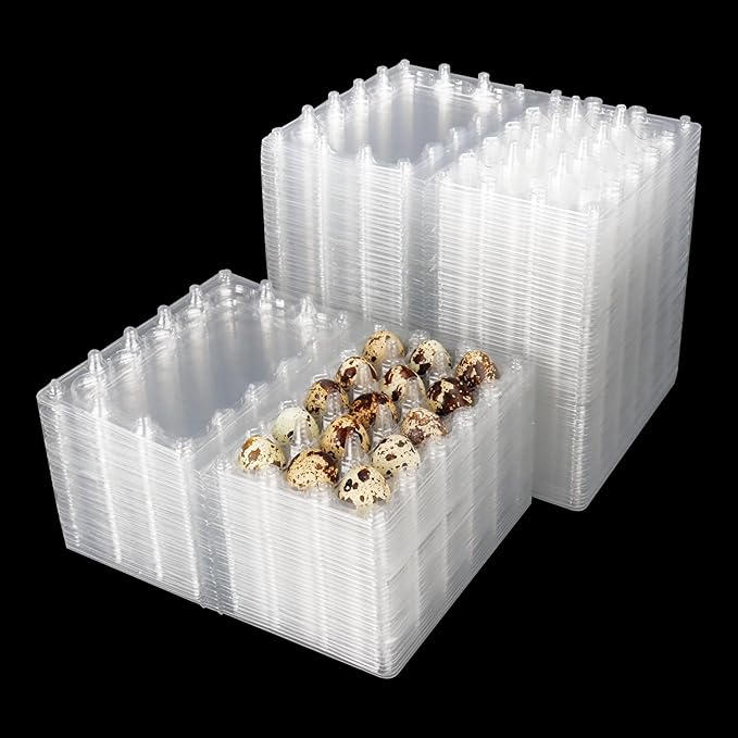 180 Pack 3 x 5 Grids Quail Egg Cartons, Clear Plastic Quail Egg Trays, Holds up to 15 Quail Eggs Securely for Bulk Storage and Display