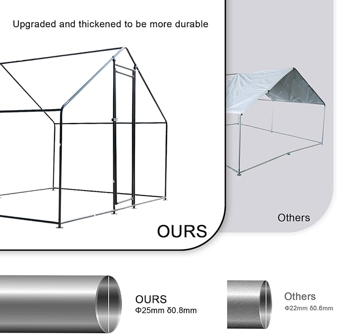 6.6'L x 9.8'W x 6.6'H Walk-in Chicken Coop Outdoor,Chicken Run, Poultry Cage Chicken Pen House, Rabbits Habitat Cage with Waterproof and Anti-Ultraviolet Cover