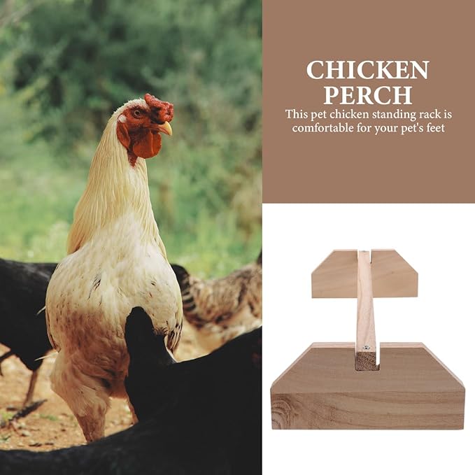 Chicken Jungle Gym Roosting Bar: Wooden Standing Perch Ideal for Backyard Coops, Farms, Easy to Assemble and Clean, 15.7 X 5.9 X 2.6 in