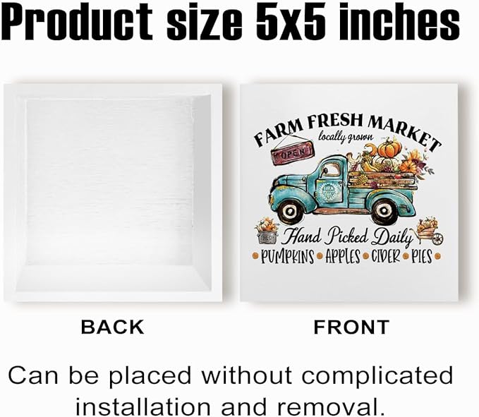 Fall Decorations for Home Farmhouse Office Bedroom Kitchen, Pumpkins Truck Decor, Fall Sign, Autumn Decor Wood 2401