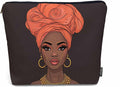 Makeup Bag African American Woman Makeup Bags For Purse Pouch, Black African Woman Sexy Lips And Turban Travel Toiletry Bag Cosmetic Bag Makeup Bags Flax Makeup Organizer Bag Pencil Pouch