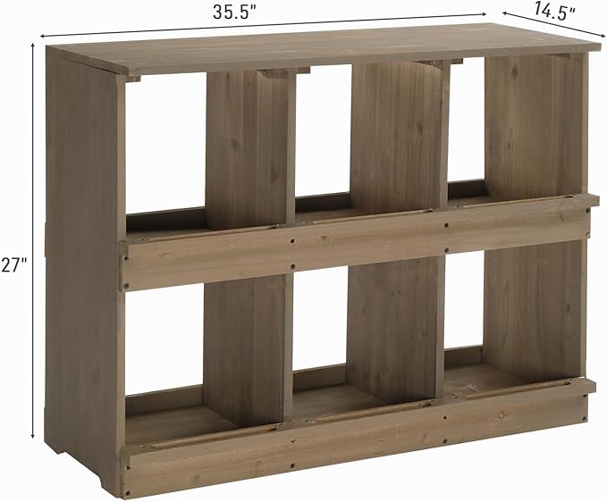 VINGLI Chicken Nesting Boxes, Wooden Nesting Boxes for Chickens, Egg Nesting Box for Hens, Chicken Coop Laying Boxes (6 Compartments)