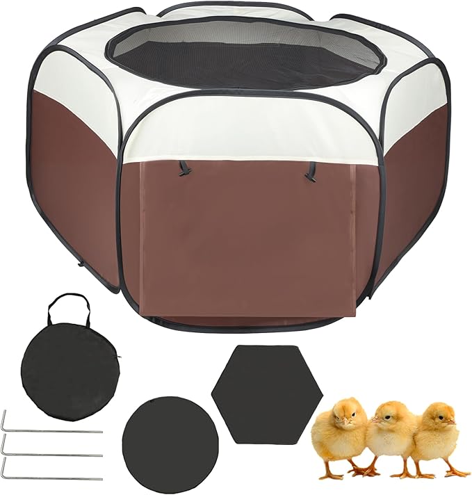 Chicken Brooder Box for Chick Starter Kit - 2026 Upgrade Double Door Chicks Brooder Pen/Chickens Playpen/Chick Tent Baby Chickens Supplies Up to 15 Baby Chicks,Duck,Quail