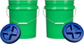House Naturals 5 Gallon Green Food Grade BPA Free Made in USA Bucket Pail with Airtight Screw On Blue lid(Pack of 2)