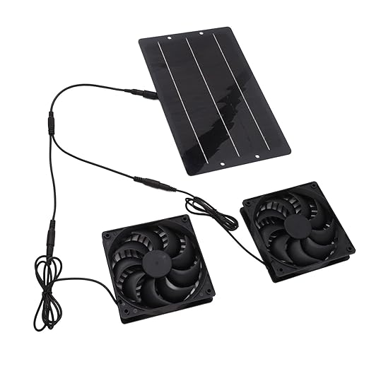 10W Solar Powered Exhaust Fan, Weatherproof Solar Ventilation Fan with Automatic Charging for Chicken Coops Greenhouses Sheds Dog Houses