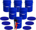 ePackageSupply 5 Gallon Plastic Bucket with Airtight Lid | Made in USA | Food Grade Bucket | BPA-Free | Heavy Duty 90 Mil All Purpose Pail | One 12" Rubber Mallet & One Lid Opener Included | 6 Pack
