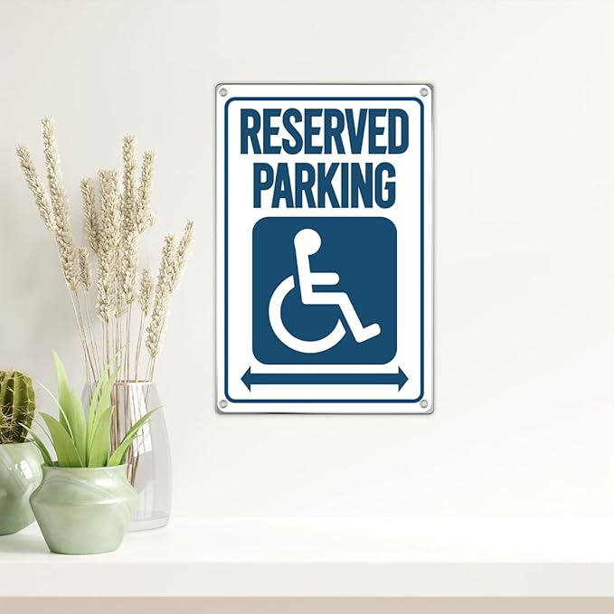 Reserved Parking Handicap Wheelchair Sign 8 x 12 Inch Metal For Accessible Spaces Outdoor Vintage Aluminum Art Wall Home Kitchen Indoor