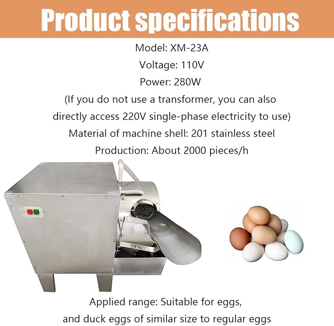 Commercial Egg Washing Machine, Automatic Poultry Egg Cleaner for Chicken/Duck/Goose Eggs, Electric Farm Eggs Surface Cleaning Machine 2000 Pcs/H 110V