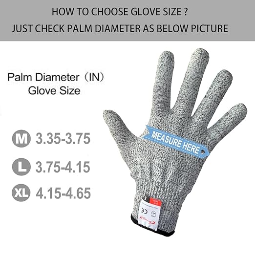 Cut Resistant Gloves, 8 Pairs of Food Grade Cut Resistant Gloves, Cutting Gloves for Kitchen, Oyster Shucking, Fish Fillet Processing, Carving Wood and Gardening(Large)