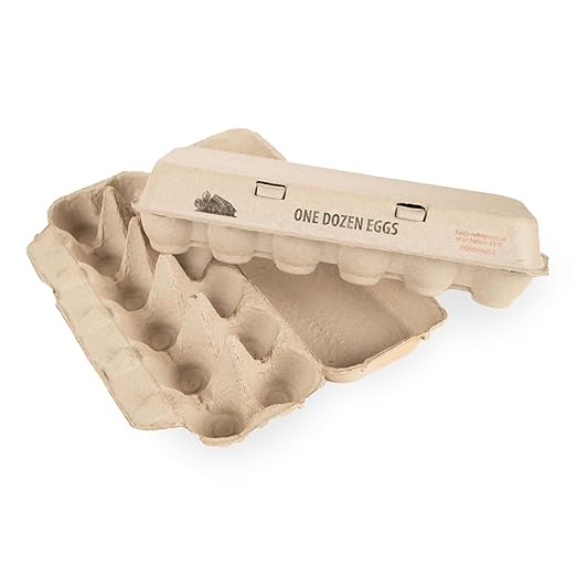 Jeffers Recyclable Egg Cartons - 1 Dozen Pulp Paper Carton for Large Eggs, Flat Top Storage for Crafts Kitchen Pantry Organizer, Farm Fresh Chicken Egg Holder, Bulk Packaging Supplies - 25 Pack