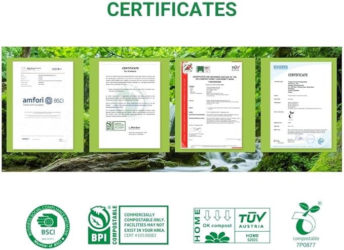 OrangeBio Certified Home Compostable Produce Bags, 2000 Count (4 rolls), 15 x 18 Inches, Hold Up to 15 Lbs, ASTM D6400, EN 13432, US BPI & Europe OK Compost Home Certified