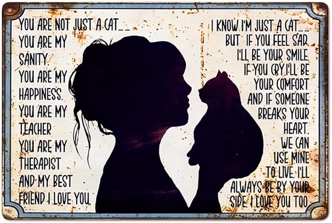 You Are My Friend, Love Cat Metal Wall Sign, Warm Cat Silhouette with Inspirational Quotes, Perfect Gift for Cat Owner, Durable & Artistic Indoor/Outdoor, 12x8 Inches
