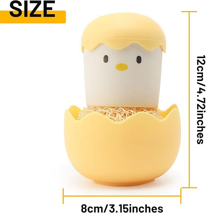 2Pcs Eggshell Chicken Shaped Cleaning Brush with Handle Detachable Fiber Cleaning Ball for Cleaning Kitchen