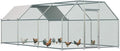 Esright Extra Large Metal Chicken Coop Run for Yard with Cover, 19.5x10x6.4 FT Walk-in Chicken Pen for Outdoor, Backyard, and Farm, Hen Cage House Suitable for 15-20 Chickens and Other Poultry