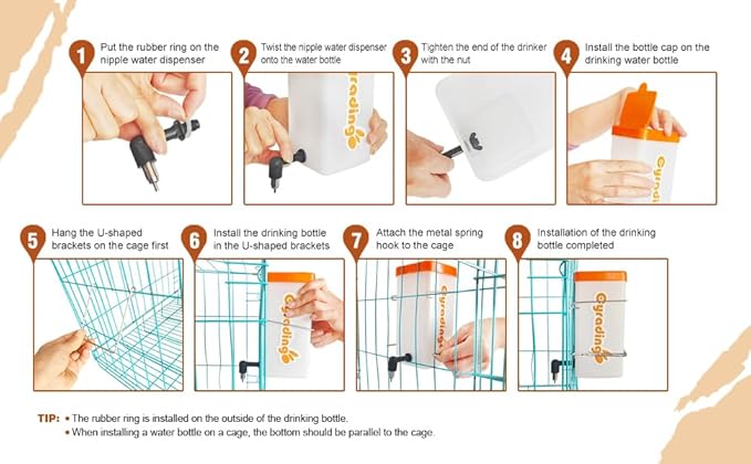 1L Hanging Automatic Waterer System Chick Drinker Cups Automatic Fill Poultry Watering Cup Used for Cage (Orange, 1)