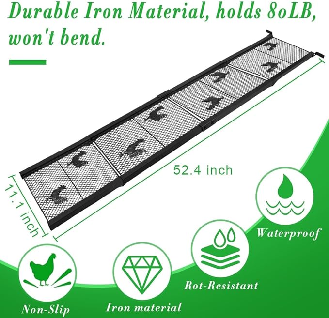 4 Piece Chicken Coop Ramp, Heavy Duty Chicken Ladder with Anti-Slip Ramp, Ladder Length Adjustable Poultry Ramp for Hens and Ducks Henhouse