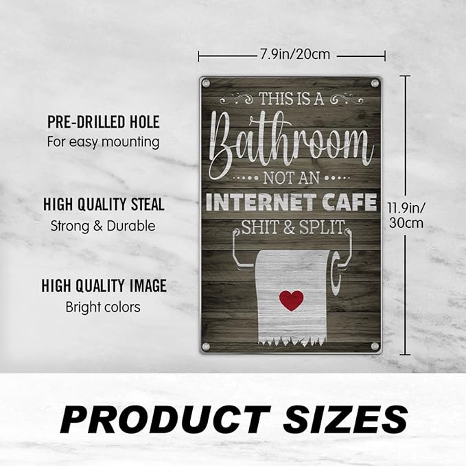 Funny Bathroom Quotes Metal Sign This Is A Not An Internet Cafe Wall Decor With Toilet Paper Illustration For Restroom Decoration 8 x 12 Inch Home Vintage Aluminum Outdoor