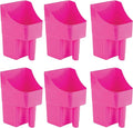 6 Pcs Plastic Enclosed Feed Scoop for Livestock Heavy Duty Grain Scoop 2 Quart Large Stackable for Horse Goat Dog Animal Ranchers Farmers (Pink)